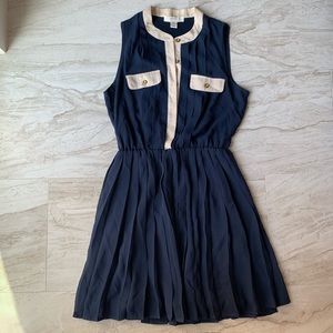 Navy pleated skirt dress- Chanel inspired